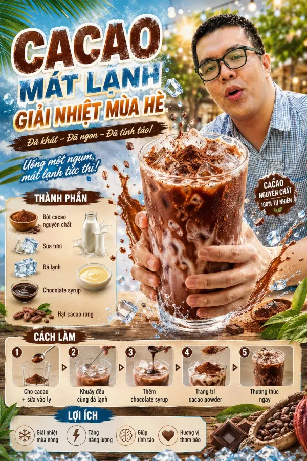 Prompt tạo Poster đồ uống cacao