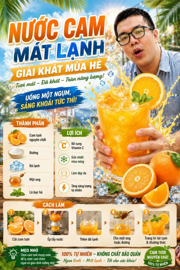 Prompt tạo Poster đồ uống nước cam