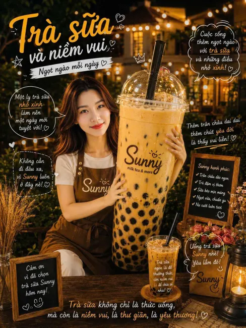 Prompt tạo poster Trà Sữa