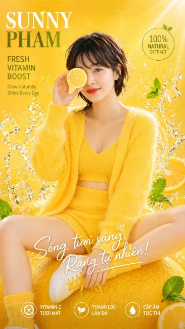 Prompt tạo ảnh poster quảng cáo phong cách chanh hè